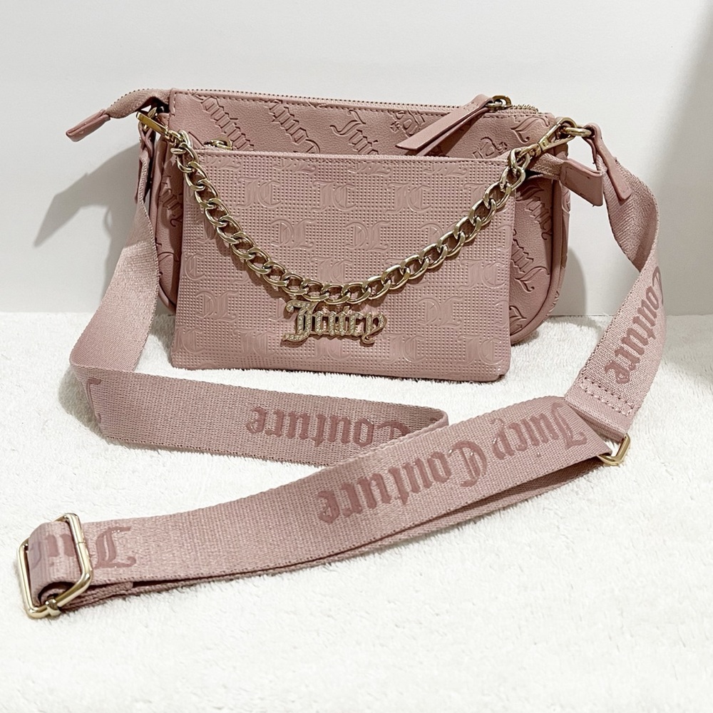 Juicy Couture Light Pink Crossbody Bag w/Detachable Mini Bag Coquette Girlie